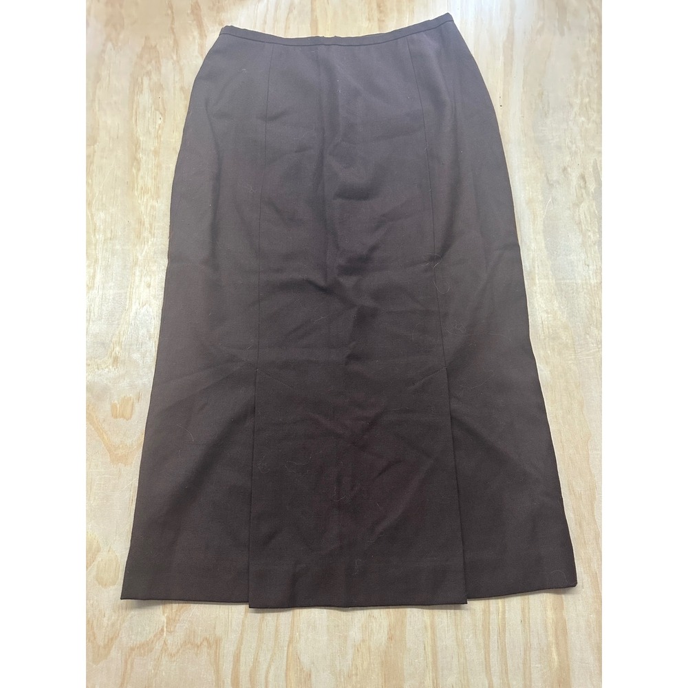 Rena Rowan Saville Brown 100% Worsted Wool Maxi Skirt Vintage Size 12 Made USAโ